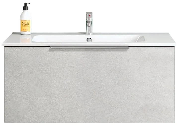 Mobile bagno con lavabo L 89 x H 40 x P 45.5 cm cemento chiaro 1 cassetto per vasca centrale Portland