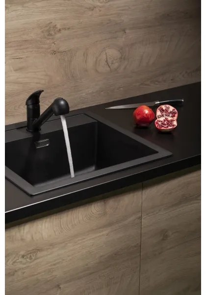 KFA Armatura 6613-110-81 - Rubinetto lavello con doccetta estraibile INDIRA ottone/nero