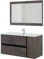 Composizione Bagno Sospeso Ossido Grigio Mobile Lavabo Specchio Oxid