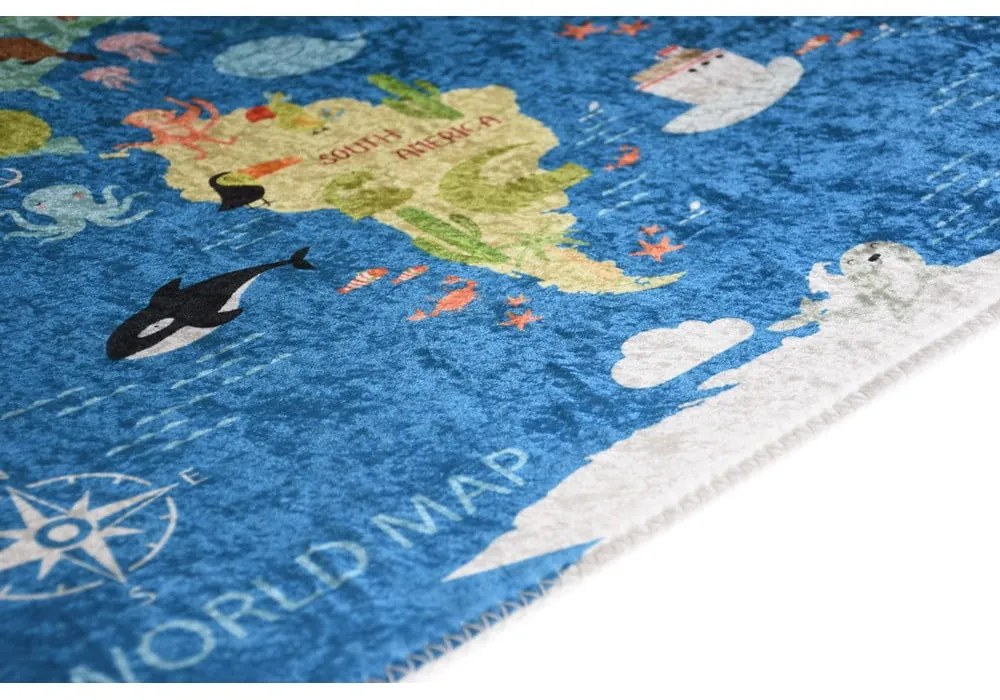 Tappeto per bambini blu lavabile 160x230 cm Animal Atlas – Vitaus