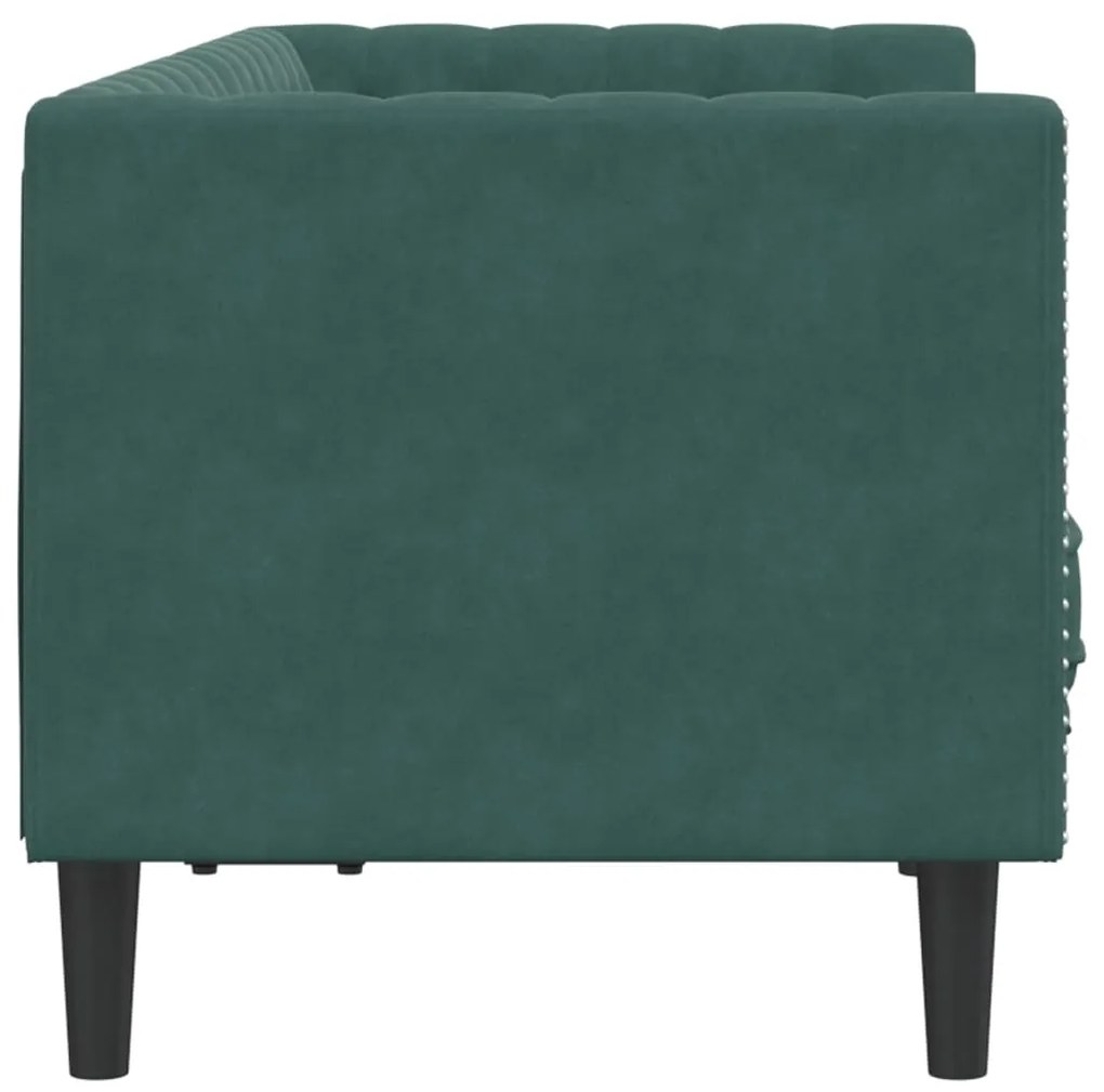 Divano chesterfield con rinforzi 2 posti verde scuro in velluto