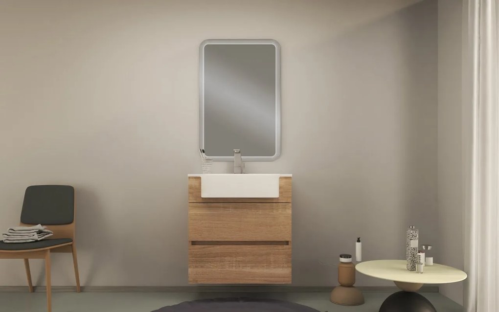 Mobile da bagno sospeso sotto lavabo L 70 x H 72 x P 33.5 cm rovere opaco, 2 cassetti BADEN HAUS Paris
