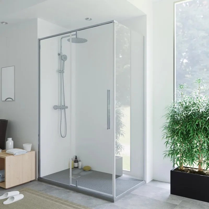 Pannello laterale per box doccia Fit L 69 x H 200cm, Sp. 8 mm vetro vetro senza finitura / trasparente profilo in alluminio cromato