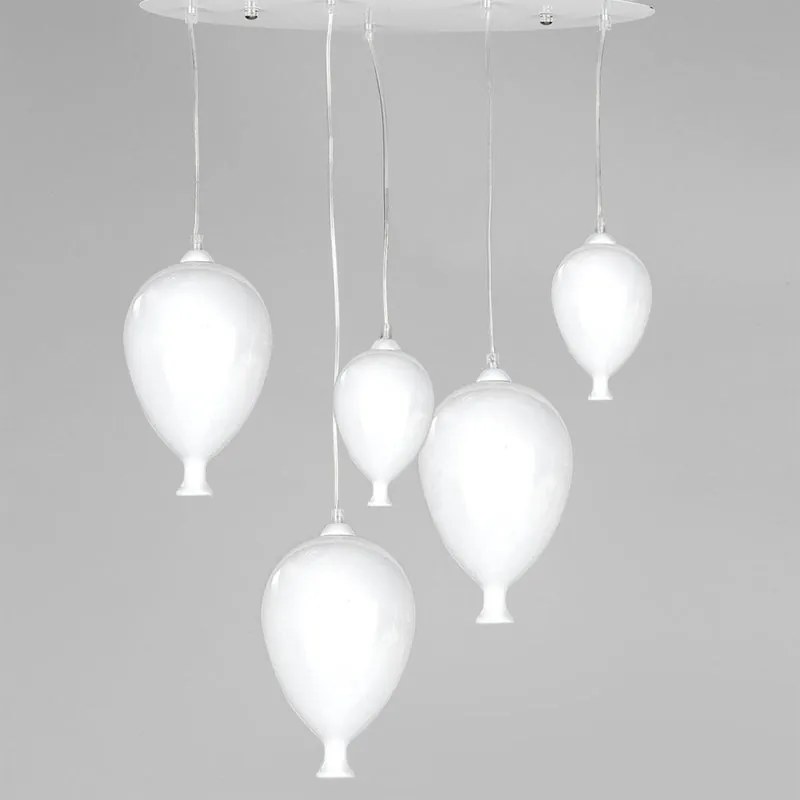 Lampadario Moderno SOSP. PALLONCINI COLORE  BIANCO bianco paralume bianco 5x G9