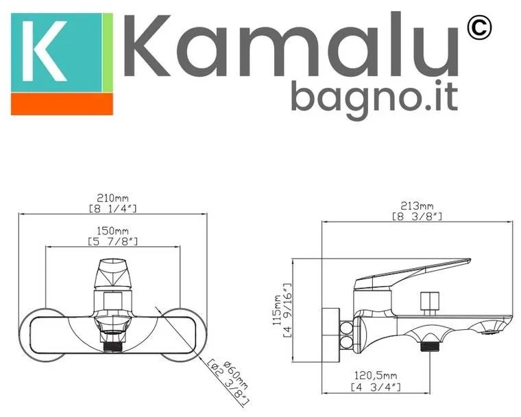 Kamalu - miscelatore vasca in acciaio inox con finitura gun metal| kam-l gun metal