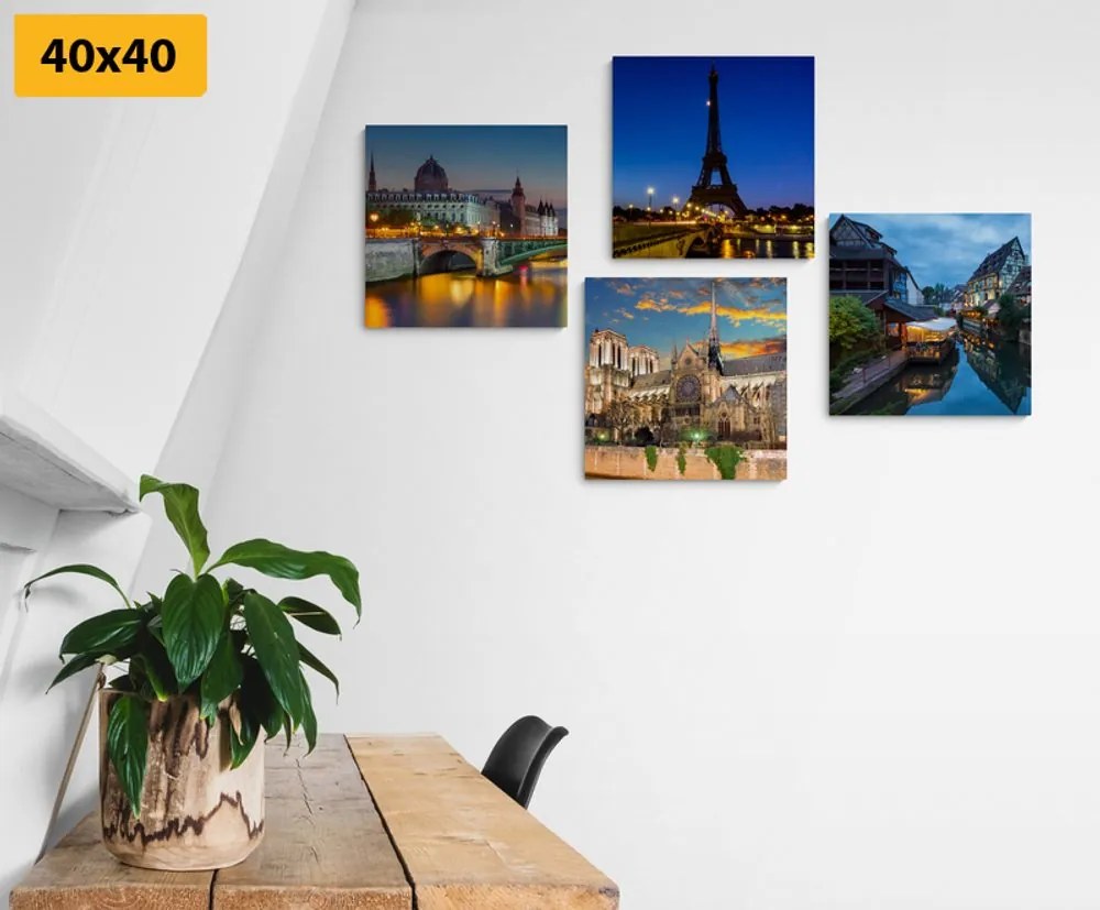 Set di quadri – Parigi notturna romantica
