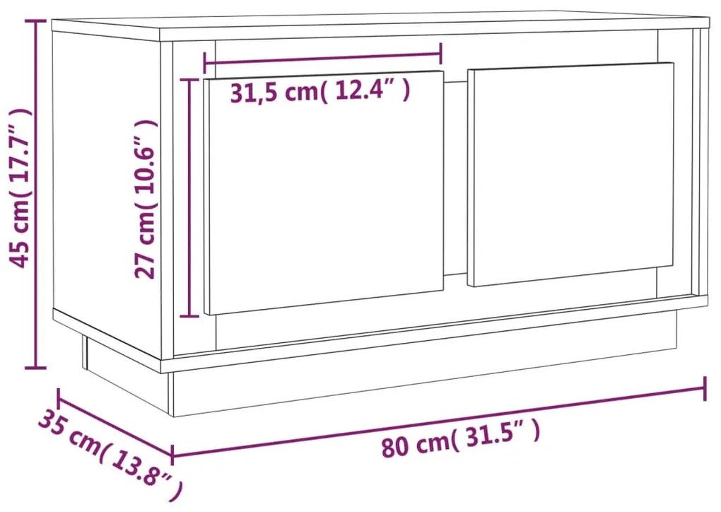 Mobile Porta TV Rovere Marrone 80x35x45 cm in Legno Multistrato