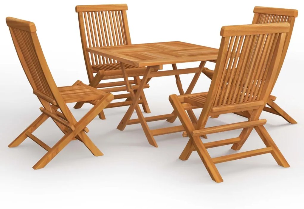 Set da pranzo da giardino 5 pz in legno massello di teak