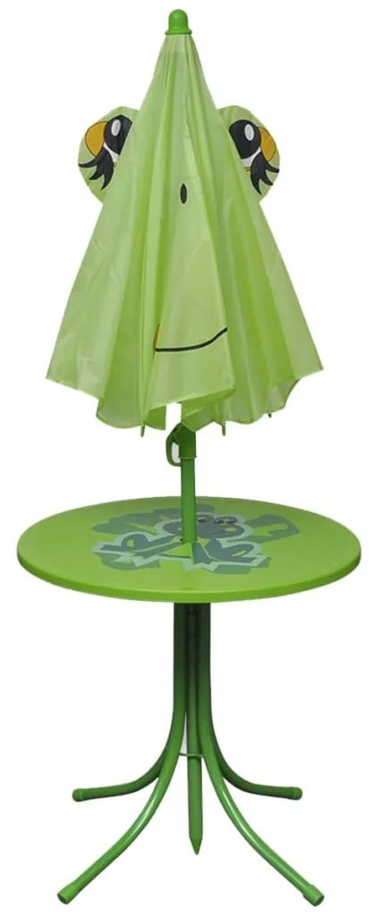 Set da bistrot da giardino per bambini con ombrellone verde