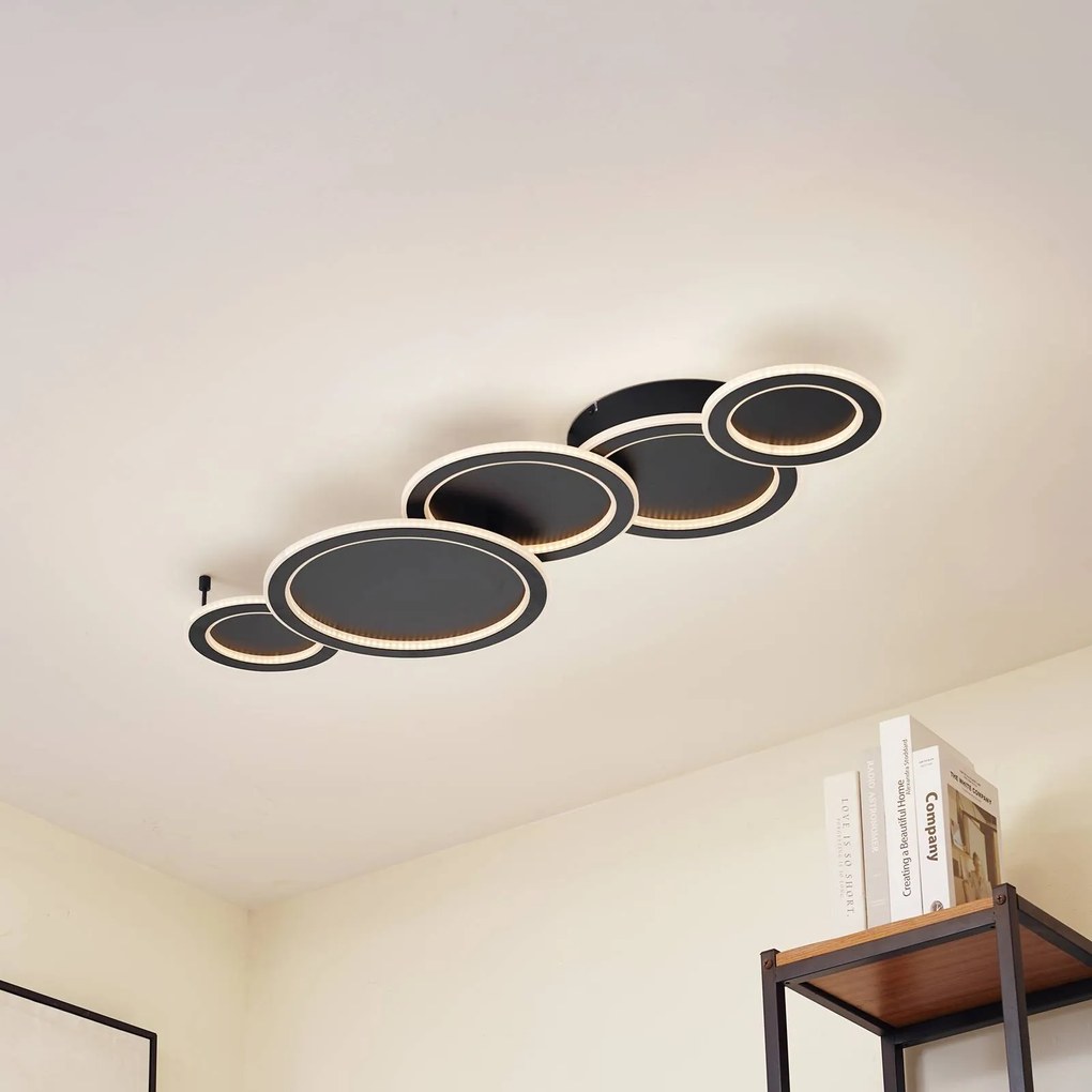 Plafoniera a LED Diala Lucande, dimmerabile, Nero, Soggiorno / Sala da pranzo, Plastica, Moderno, Plafoniera LED