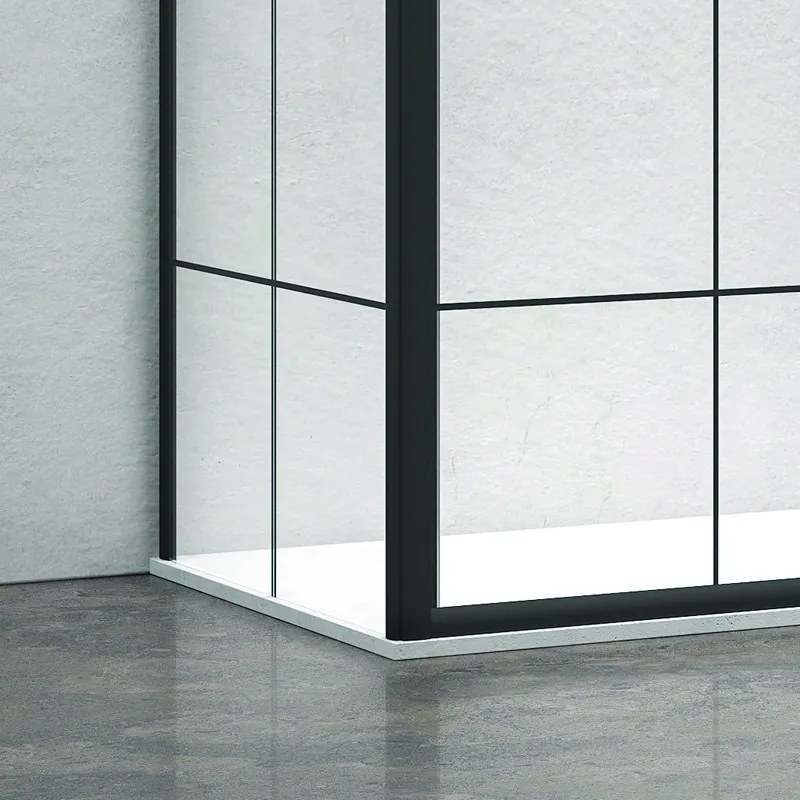 Cabina doccia colore nero 140x80 vetro con riquadri neri NICO-D3000S - KAMALU