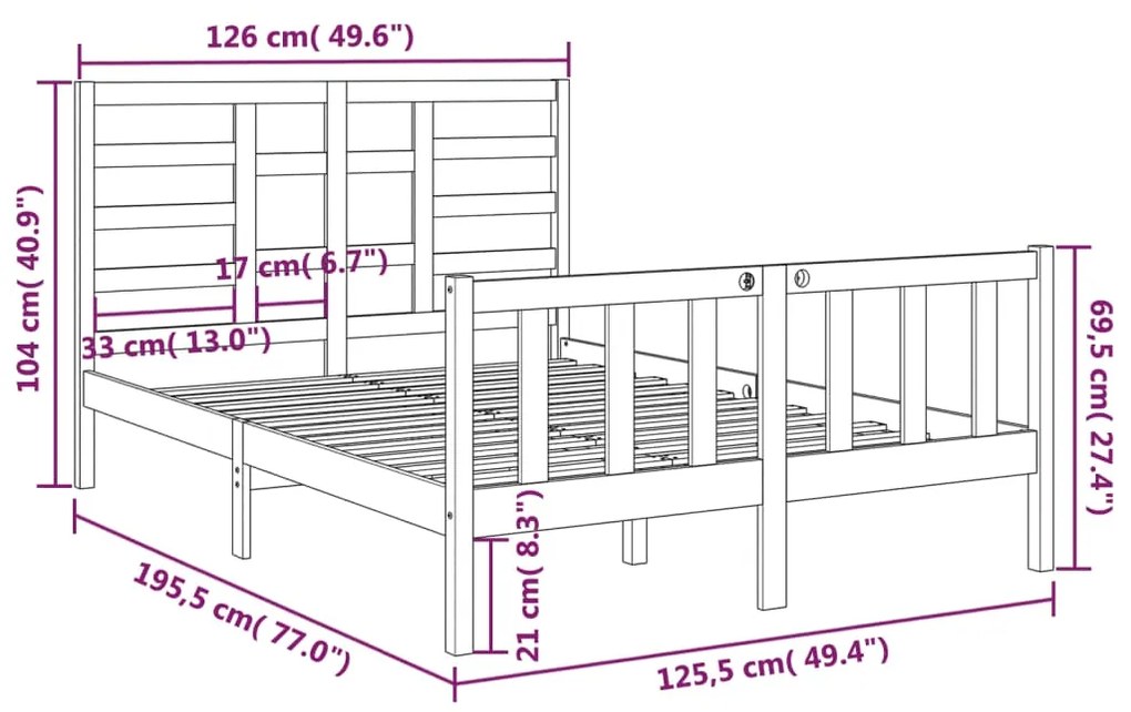 Giroletto in Legno Massello 120x190 cm Small Double