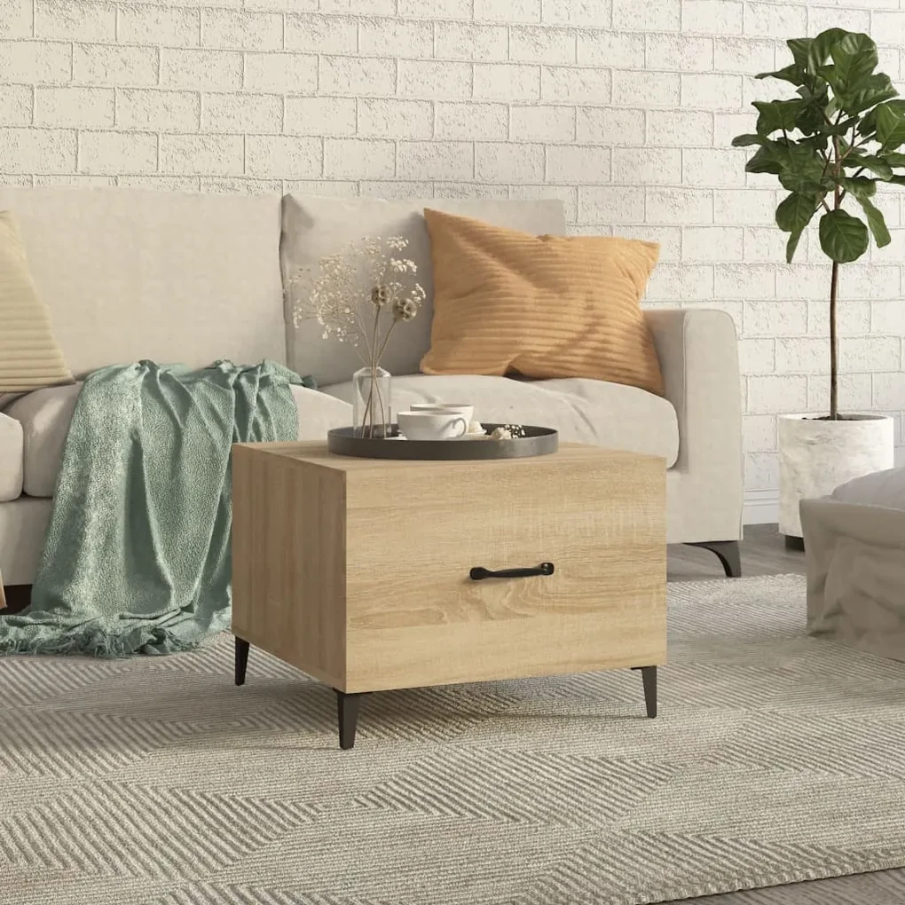 Tavolino da salotto gambe in metallo rovere sonoma 50x50x40 cm