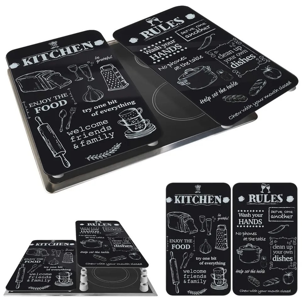 Coprifuoco in vetro temperato in set da 2 52x30 cm Kitchen Rules - Maximex