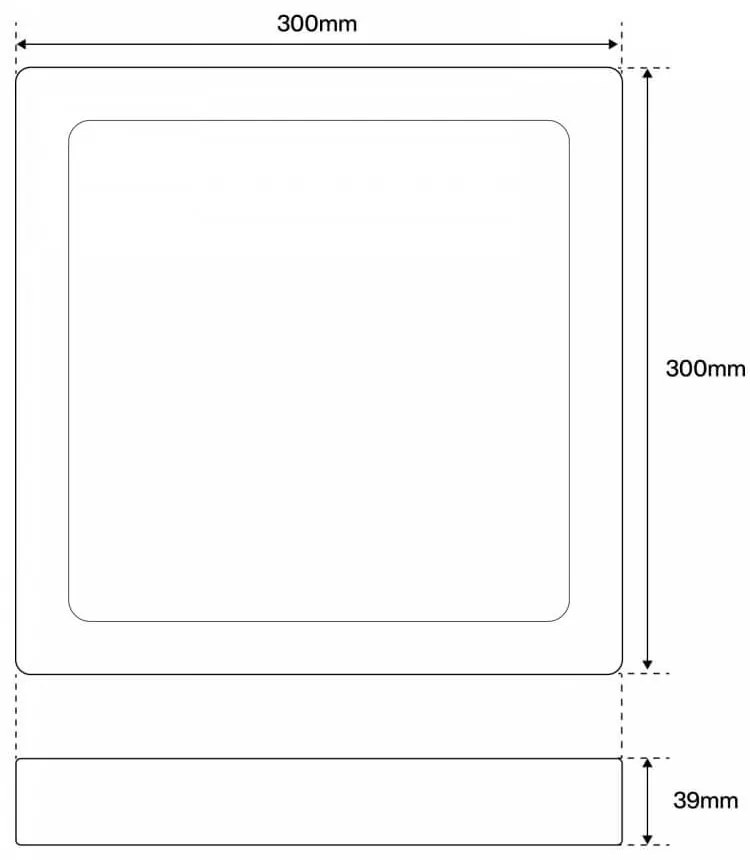 Plafoniera LED Quadrata 30W 3.000lm no Flickering 300x300mm Colore Bianco Freddo 6.000K