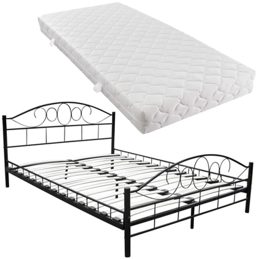 Letto con materasso nero in metallo 180x200 cm