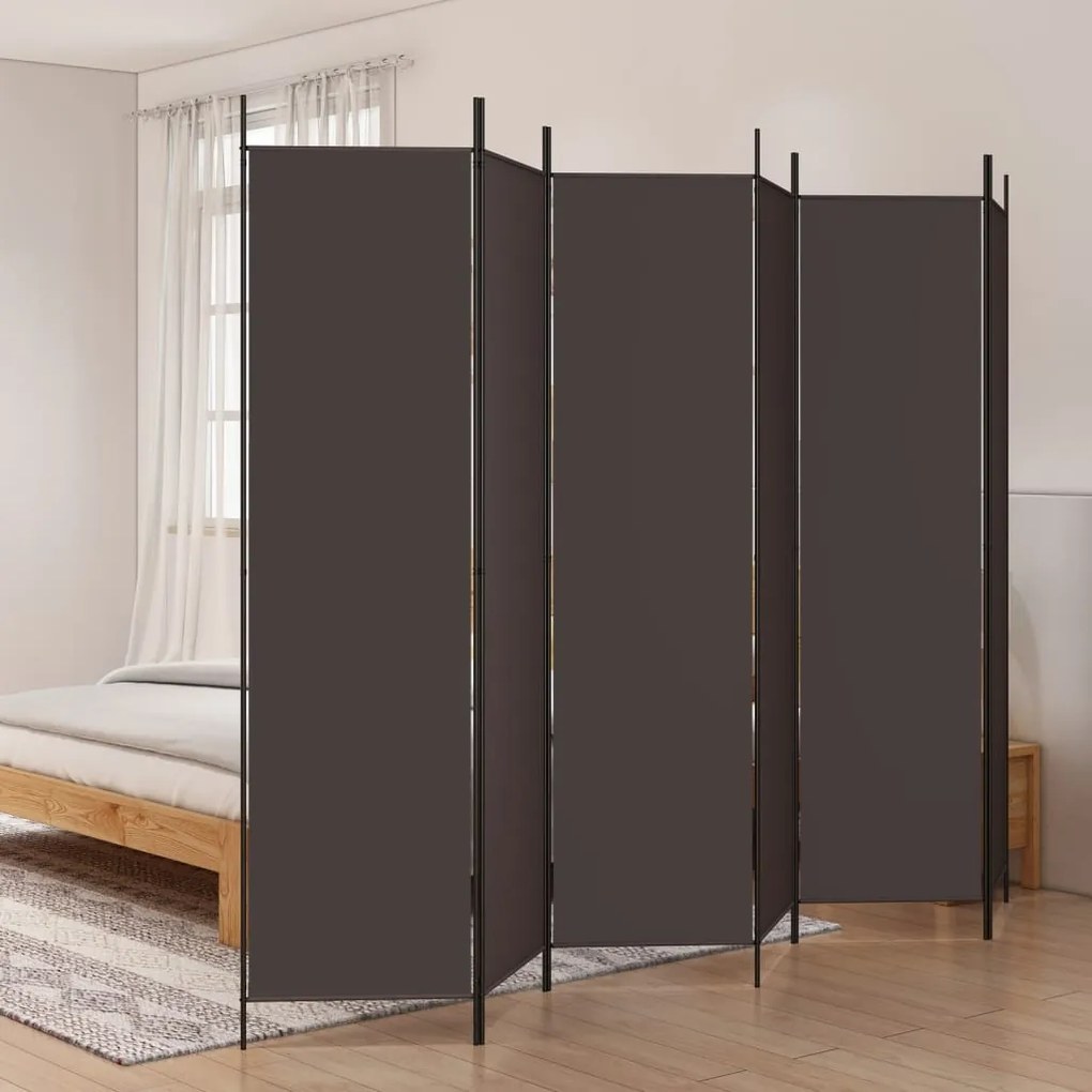 Divisorio A 6 Pannelli Marrone 300x200 Cm İn Tessuto /