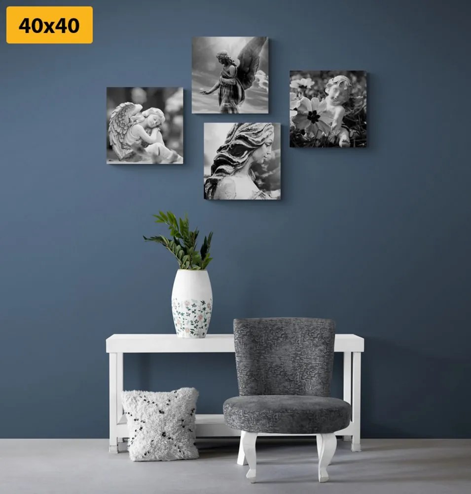 Set di quadri – Armonia celeste in bianco e nero
