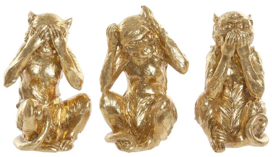 Statua Decorativa DKD Home Decor Resina Scimmia (3 pezzi) (13 x 11 x 19.5 cm)