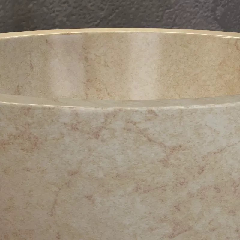 Lavabo bagno design a ciotola in marmo colore crema 40cm | Litos-LC40 - KAMALU