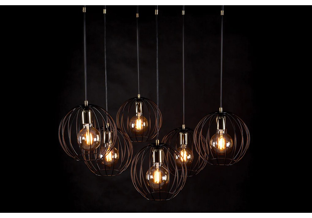 Lampadario Contemporaneo Omoikane Acciaio Nero 6 Luci E27 Ip20