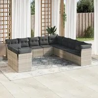 Set Divani da Giardino 11 pz con Cuscini in Polyrattan Grigio 3217882