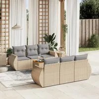 Set Divani da Giardino 7 pz con Cuscini Beige in Polyrattan 3257228