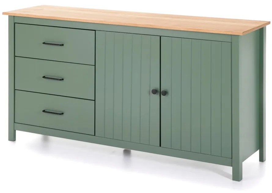 Cassettiera bassa in legno di pino di colore verde-naturale 150x80 cm Miranda - Marckeric