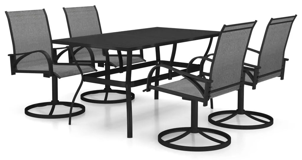 Set da pranzo da giardino 5 pz in textilene e acciaio