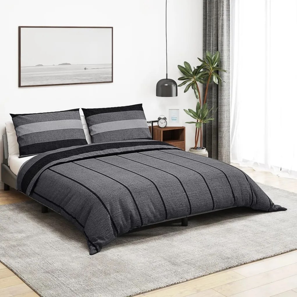 Set Copripiumino Grigio Scuro 140x200 Cm İn Cotone /