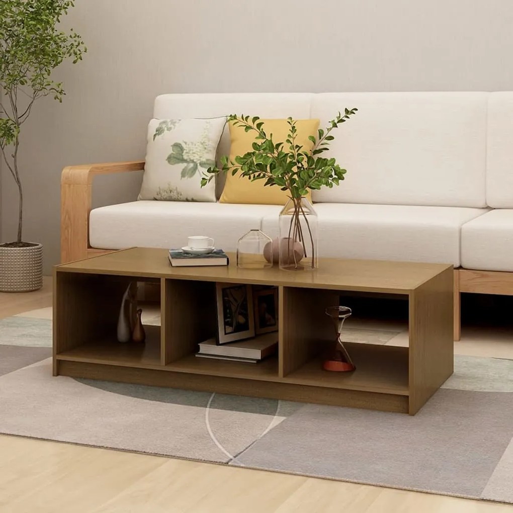 Tavolino Da Salotto Ambra 110x50x34 Cm Legno Massello Di Pino /