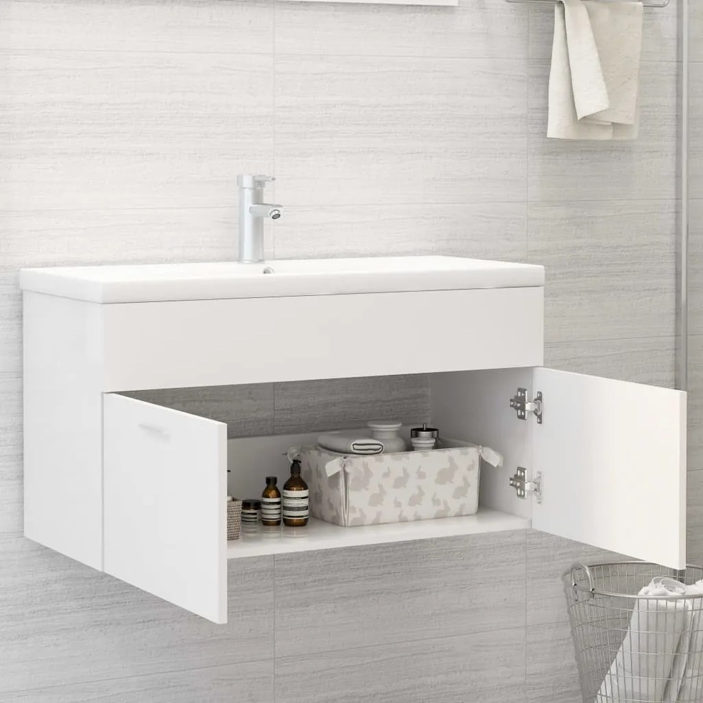 Mobile da bagno con lavabo integrato bianco in truciolato