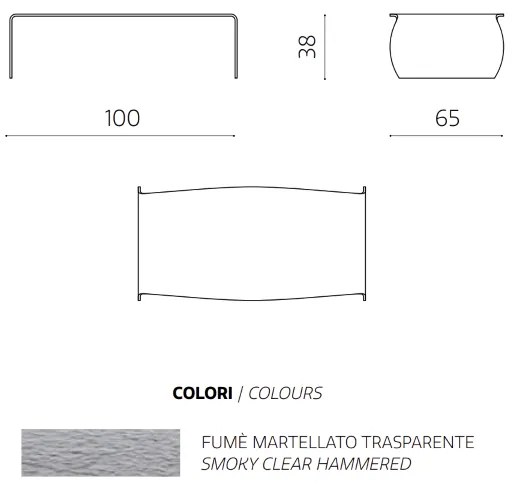 Tavolino basso in vetro temperato curvato fumč ELMO