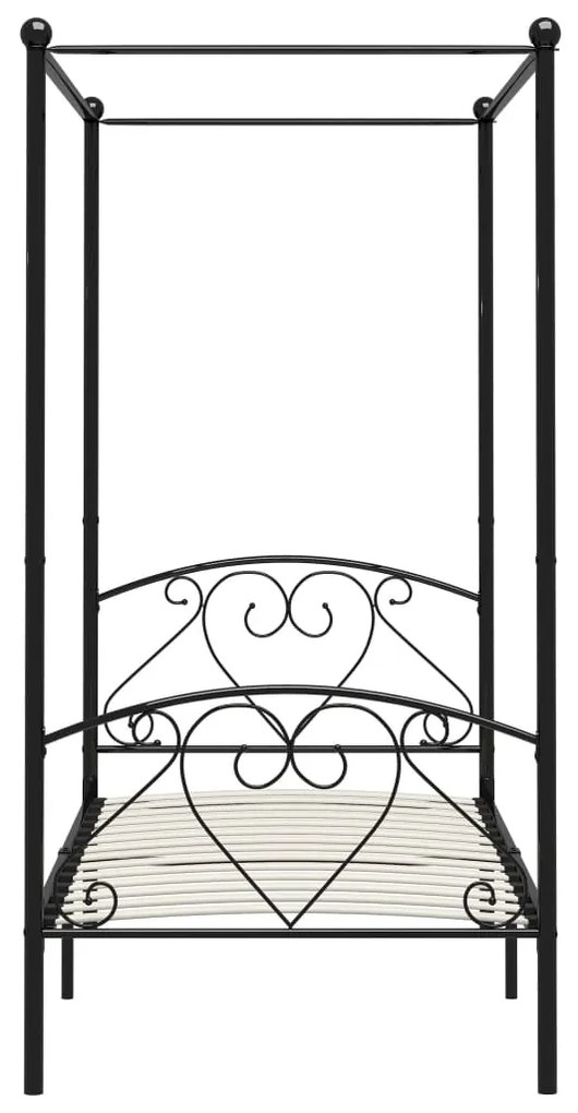 Letto a baldacchino nero in metallo 120x200 cm