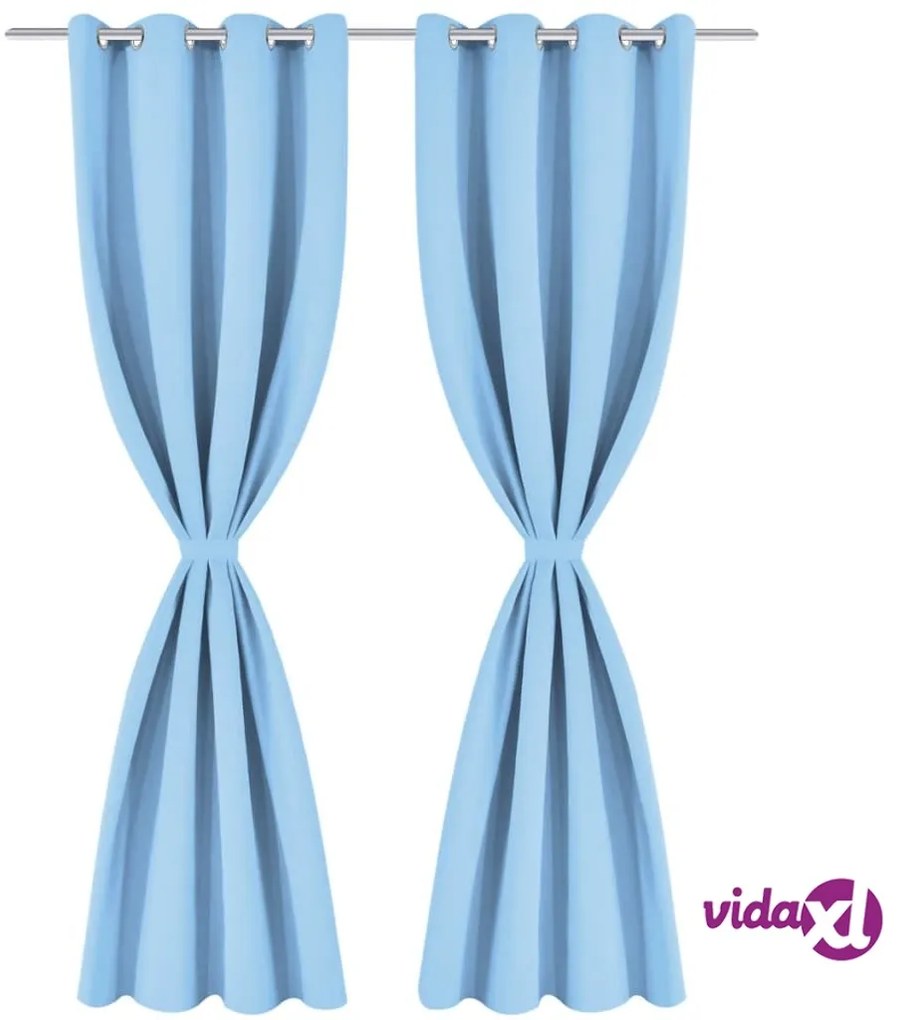 vidaXL 2 Pz Tende Oscuranti Occhielli in Metallo 135x175 cm Turchese