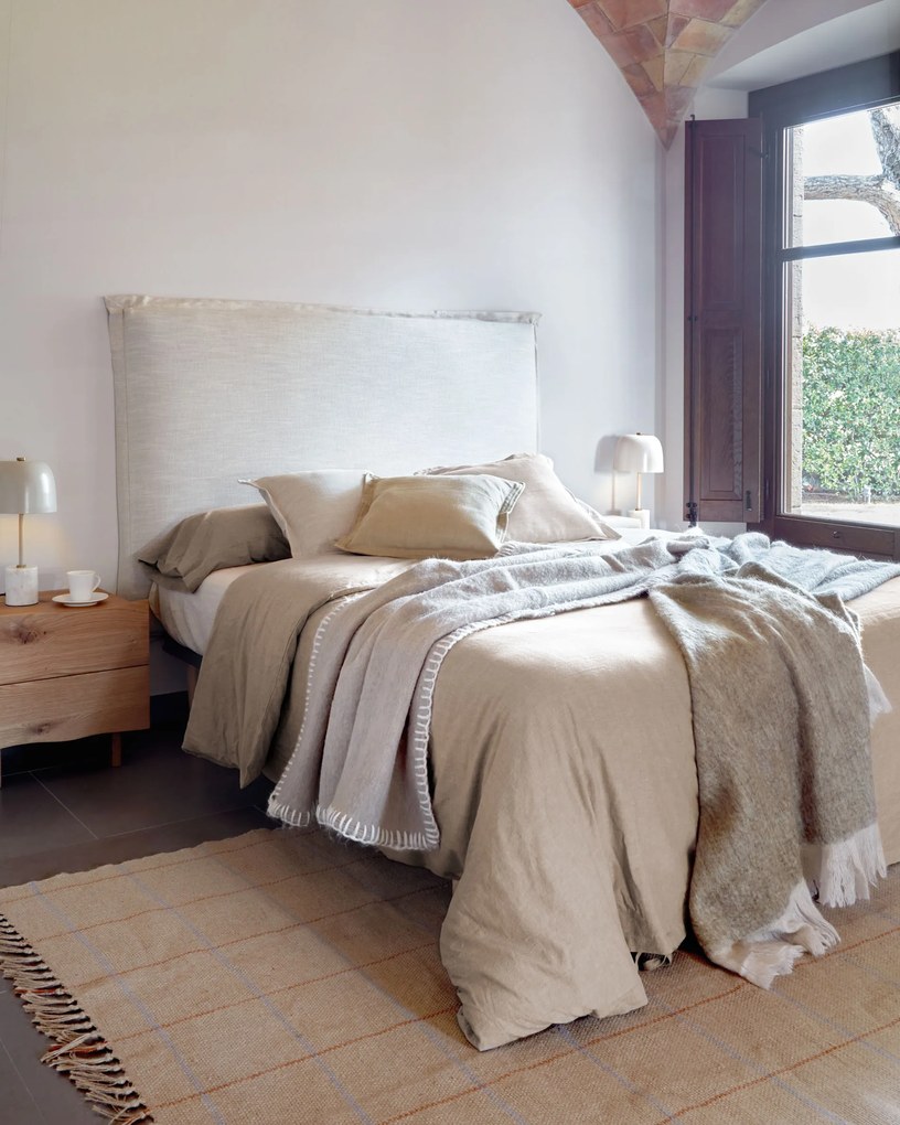 Kave Home - Testiera sfoderabile Tanit in lino bianco per letto da 160 cm