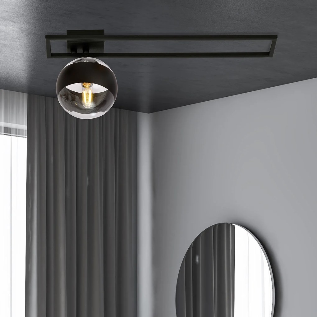 Plafoniera Moderna Andromeda Acciaio Nero 1 Luce E14 Ip20