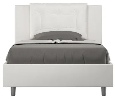 Letto una piazza e mezza contenitore imbottito 120x210 similpelle bianco Annalisa