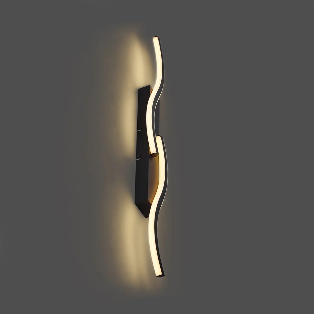 Lampada da parete di design nera dimmerabile a 3 livelli 2 luci - Bummy