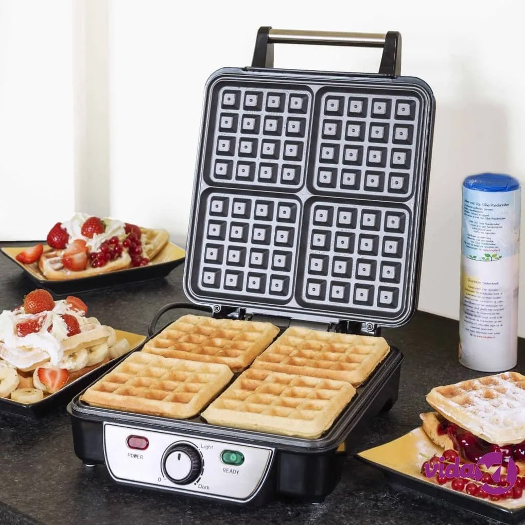 Bestron Piastra Waffle 1100 W Nero Argento Acciaio Inossidabile ASW281