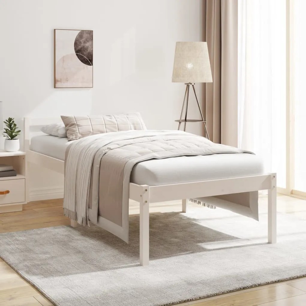 Letto per anziani bianco 90x190 cm single in legno di pino