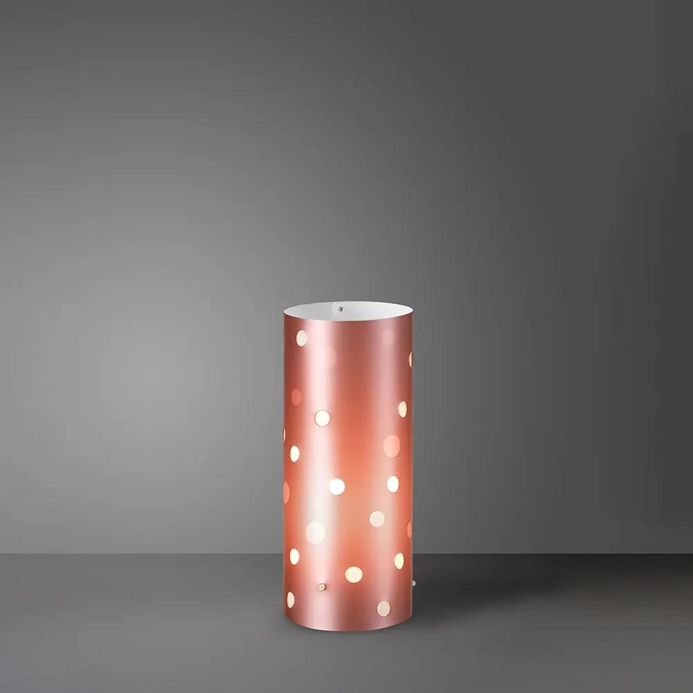 Lampada Da Tavolo Moderna A 1 Luce Pois In Polilux Bicolor Rosa Metallico Made In Italy