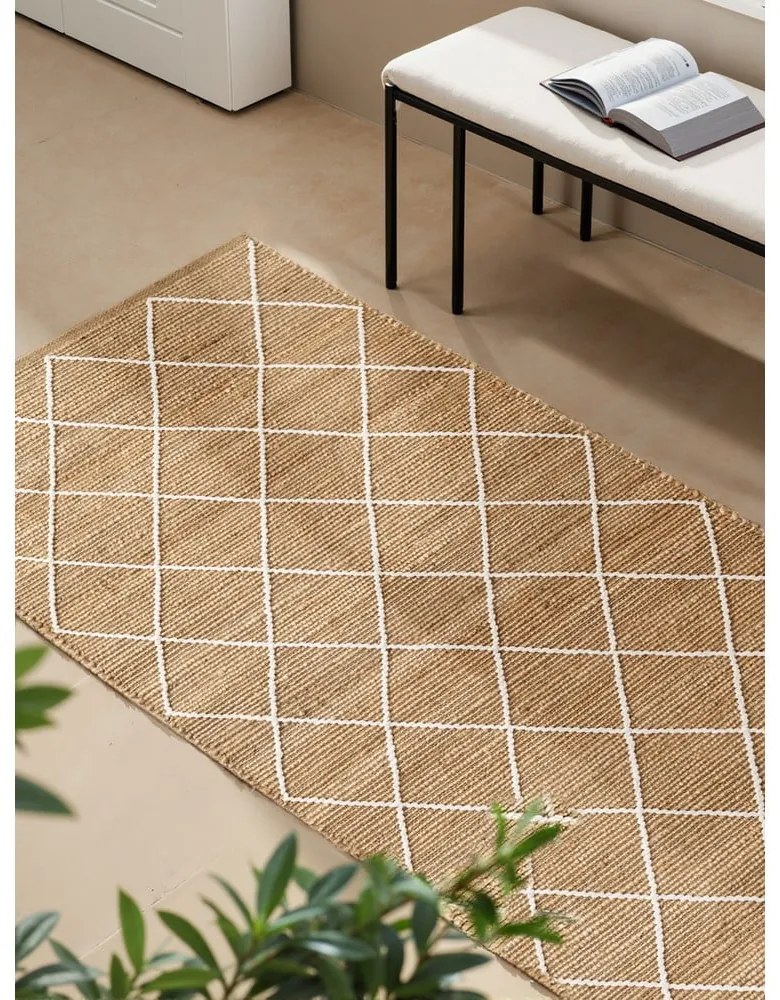 Passatoia di colore naturale in iuta tessuta a mano 80x200 cm Kunu – Hanse Home