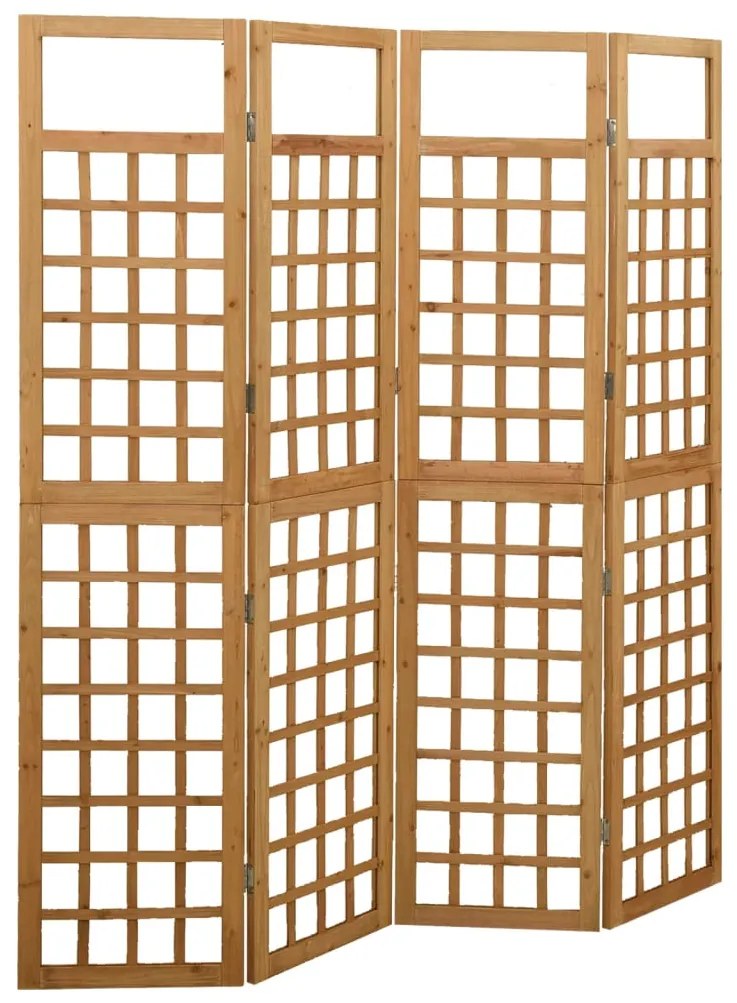 Divisorio A 4 Pannelli İn Legno Massello Di Abete 161x180 Cm /