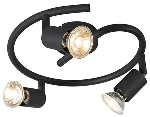 Faretto industriale nero con curva 3 luci - Jeany