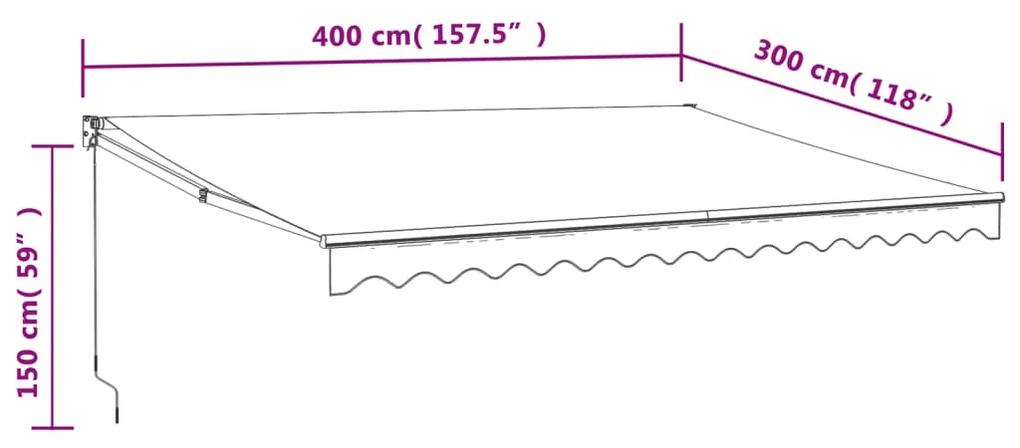 Tenda da Sole Retrattile Crema 4x3 m in Tessuto e Alluminio