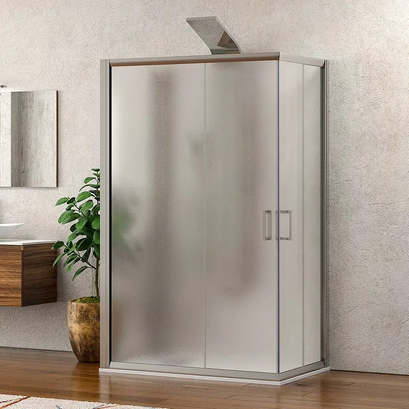 Box doccia tre lati 80x100x80 altezza 180 vetro opaco K410 - KAMALU