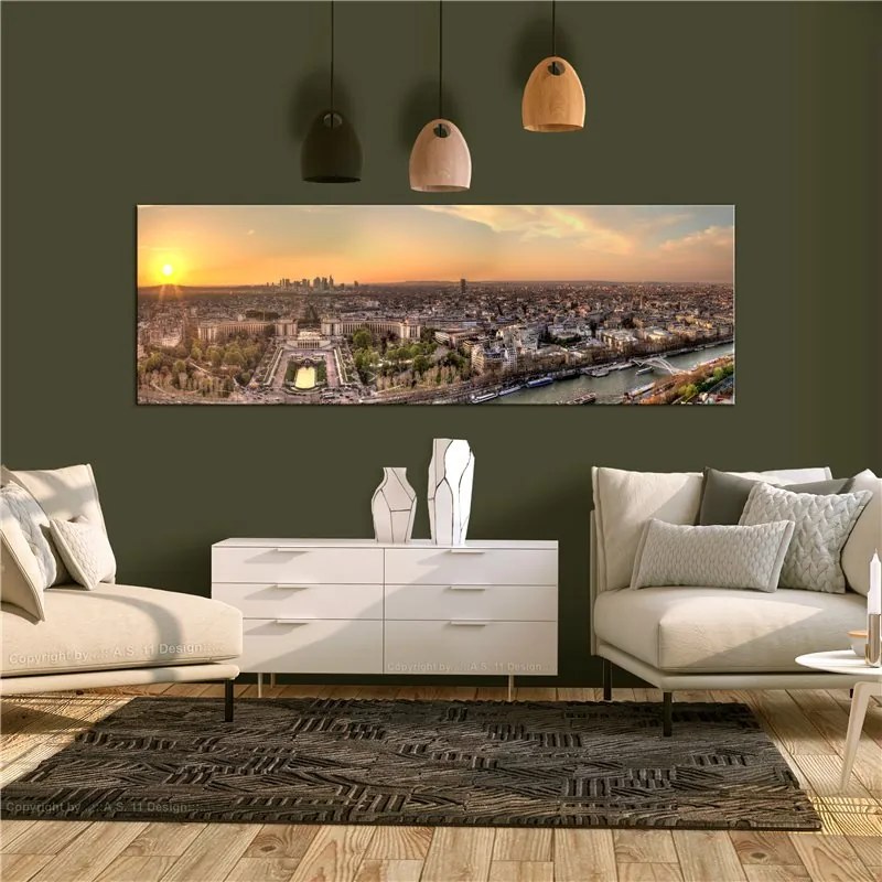 Quadro View from Eiffel Tower (1 Part) Narrow  Colore Arancione, Dimensioni e Misure 120x40