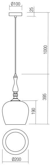 Redo 01-2752 - Lampadario a sospensione con filo TOLL 1xE27/42W/230V nero