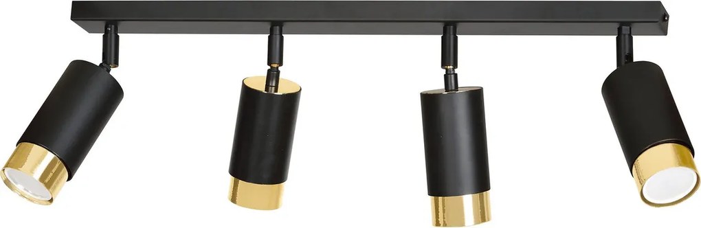 Lampada da Soffitto in Acciaio HIRO 4 Nero Cromo/Oro 4xGU10